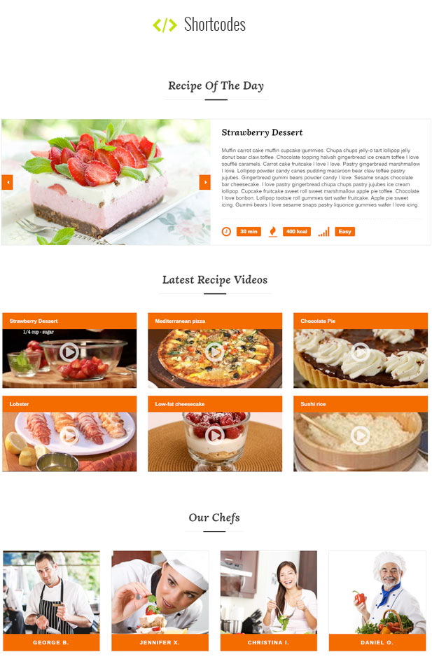 Le Chef - Premium Recipe Plugin - 5  - shortcodes -